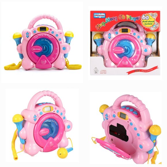 'LITTLE VIRTUOSO' SING~ALONG CD PLAYER DUAL MICROPHONES PINK KARAOKE SYSTEM - Picture 13 of 15